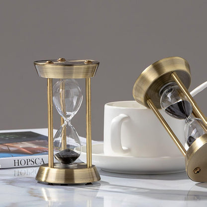 Sanduhr 15 Minuten,Hour Glass,360°-Drehung Metal Vintage Hourglass,Hourglass Decor,for Home Decoration Office Desk Wedding Party Decor Kitchen Timer (Black Sand)