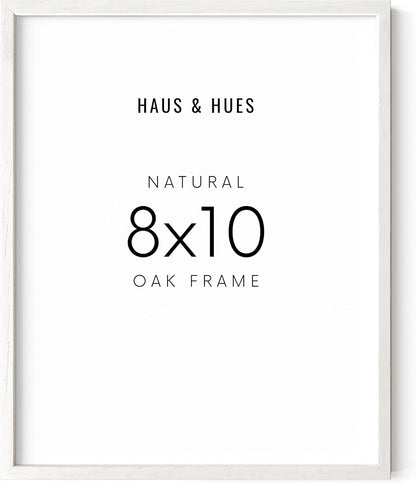 HAUS AND HUES 8x10 Inch White Picture Frame Set of 1 - Wood Picture Frame White Art Frame, White Wooden Picture Frame White Wood, 8x10 Picture Frame Wood, White Frame 8x10 (White Oak Frame)