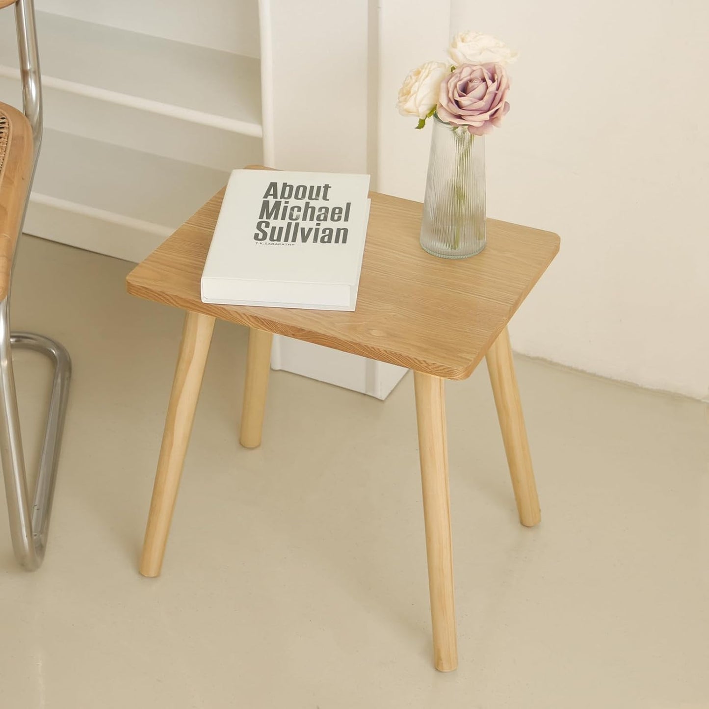 AWASEN Side Table, Small End Accent Table for Living Room Bedroom Office Small Spaces, Modern Wood Side Table Nightstand with Solid Wood, Easy Assembly, (Natural)