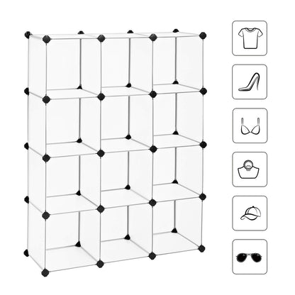SONGMICS Cube Storage Organizer, Set of 12 Plastic Cubes, Book Shelf, Closet Organizers and