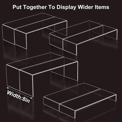 Acrylic Display Risers,12'' Large Display Stands, Thickened to 0.2''(5mm) Stackable Acrylic Shelves for Perfume Display, Clear Risers for Cupcake Stand,Pop Figurines,Tumbler,Food (Clear, 8PCS)