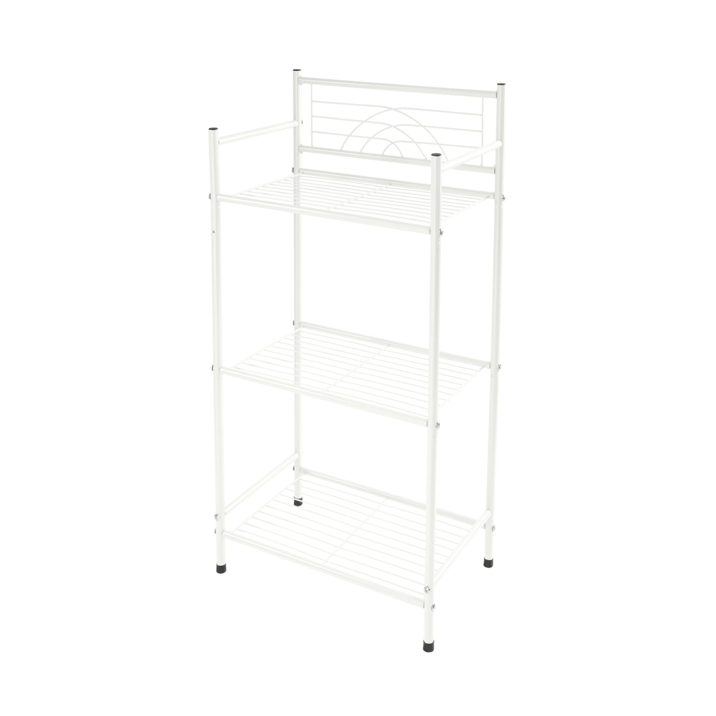 Bath Bliss 3 Tier Freestanding Bathroom Storage Shelf, White Metal Organizer Rack | Rust Resistant