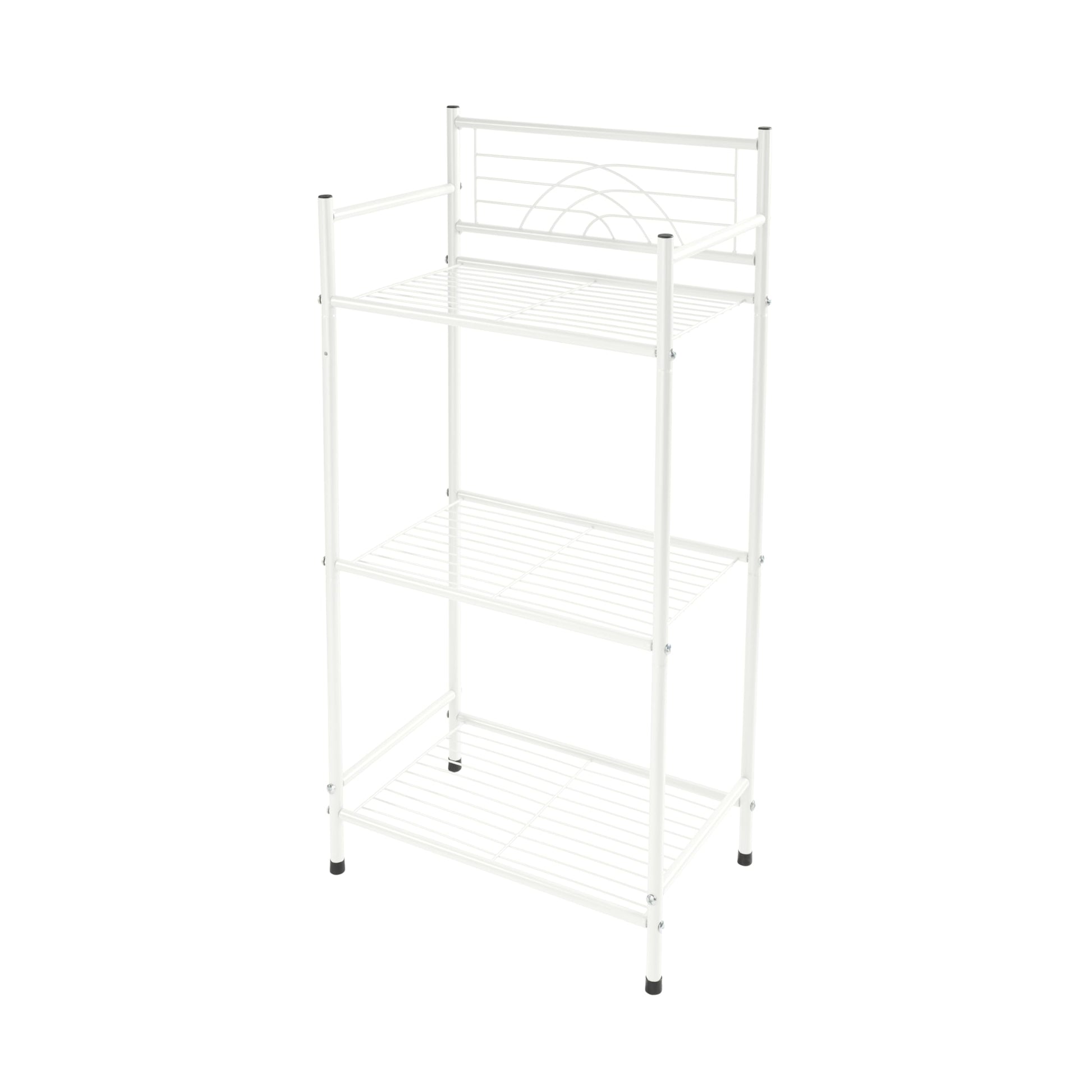 Bath Bliss 3 Tier Freestanding Bathroom Storage Shelf, White Metal Organizer Rack | Rust Resistant