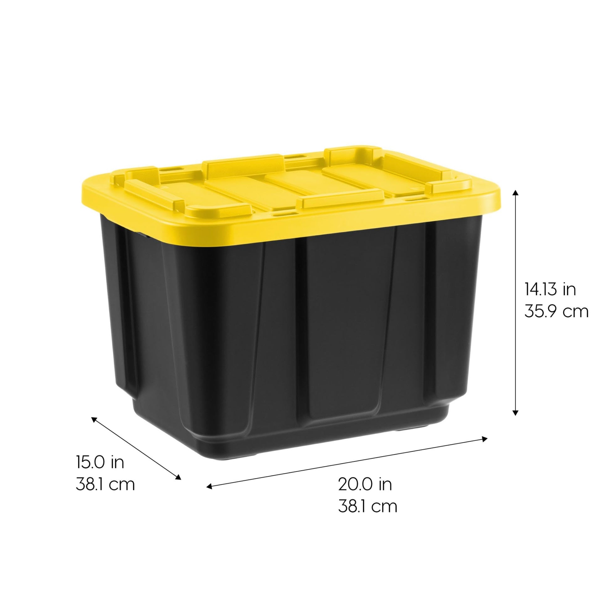 IRIS USA 4-Pack 12 Gal Heavy Duty Storage Tote Bins with Lids, Black/Yellow