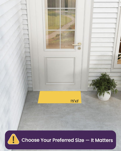 DEXI Front Door Mats Outside Entrance, 17x36 Rubber Waterproof Dirt Trapping Entry Mat for Entryway, Heavy Duty Non-Slip Low-Profile Welcome Doormat All Weather for Patio, Brown