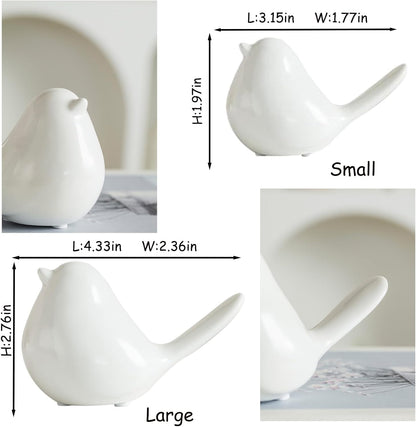 2 Pcs Small Animal Statues, White Bird Home Decor, Cute White Fat Bird Modern Home Decorative, Ceramic Decor for Office Desktop, Bookshelf, Bedroom, Living Room, Cabinets (New)