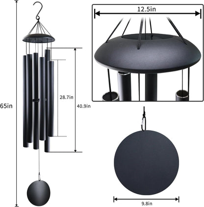 ASTARIN 65 in Wind Chimes for outisde - Extra Large Outdoor Handcrafted WindChimes,Deep Tone Metal Chimes for Garden Decor, Large Windchimes Deep Resonance, 2.27in Tubes Weather-Resistant, Black