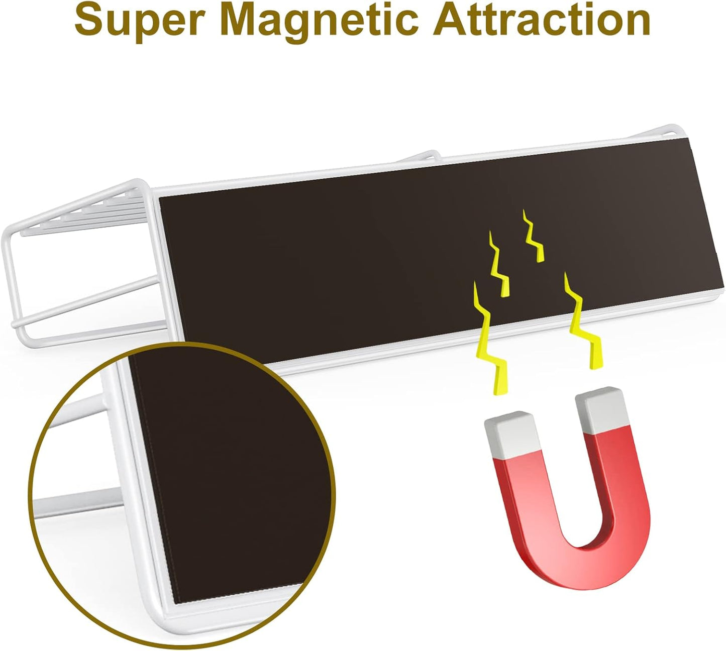 4 Pack Magnetic Spice Rack Organizer, Space Saver for Refrigerator and Microwave Oven, Metal Fridge Shelf, White