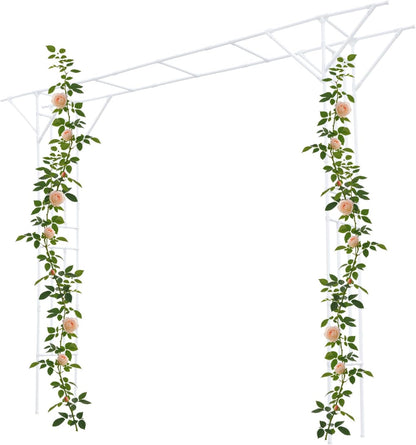 Garden Trellis for Climbing Plants,Outdoor Garden Arch Arbor Trellis,Steel Garden Trellis Wedding Arches for Ceremony Decoration 11.81x1.31x8.86ft (White)