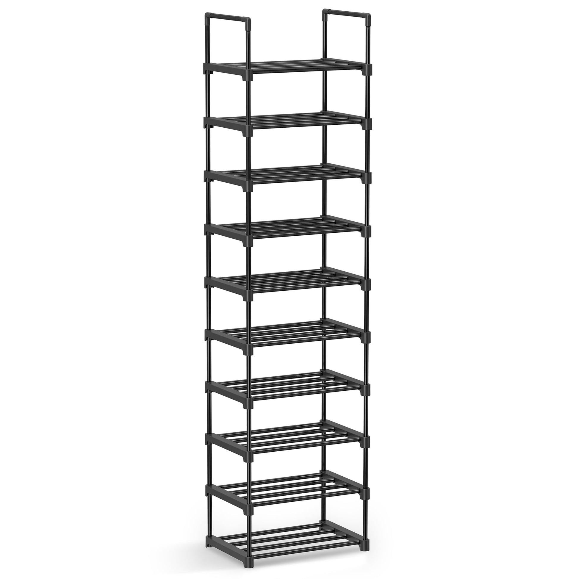 SONGMICS Shoe Rack, 10-Tier Shoe Organizer, Metal Storage Shelf, Upright or Upside Down, for 11-22