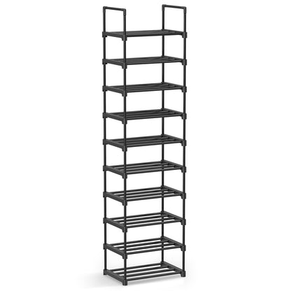 SONGMICS Shoe Rack, 10-Tier Shoe Organizer, Metal Storage Shelf, Upright or Upside Down, for 11-22