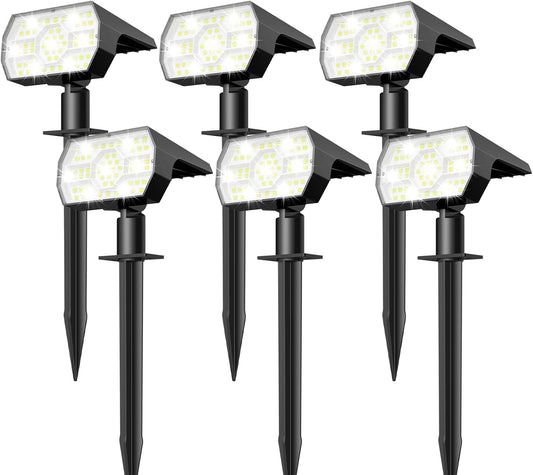 NYMPHY Solar Lights Outdoor Waterproof IP68, 56 LED 3 Lighting Modes Solar Powered Garden Yard Spot Solar Lights for Outside Landscape- 6 Pack (Cool White)