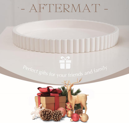 Decorative Tray for Coffee Table, Living Room, Side Table, 11" White Round Concrete Home Decor Serving Trays for Accent Table, Console Table