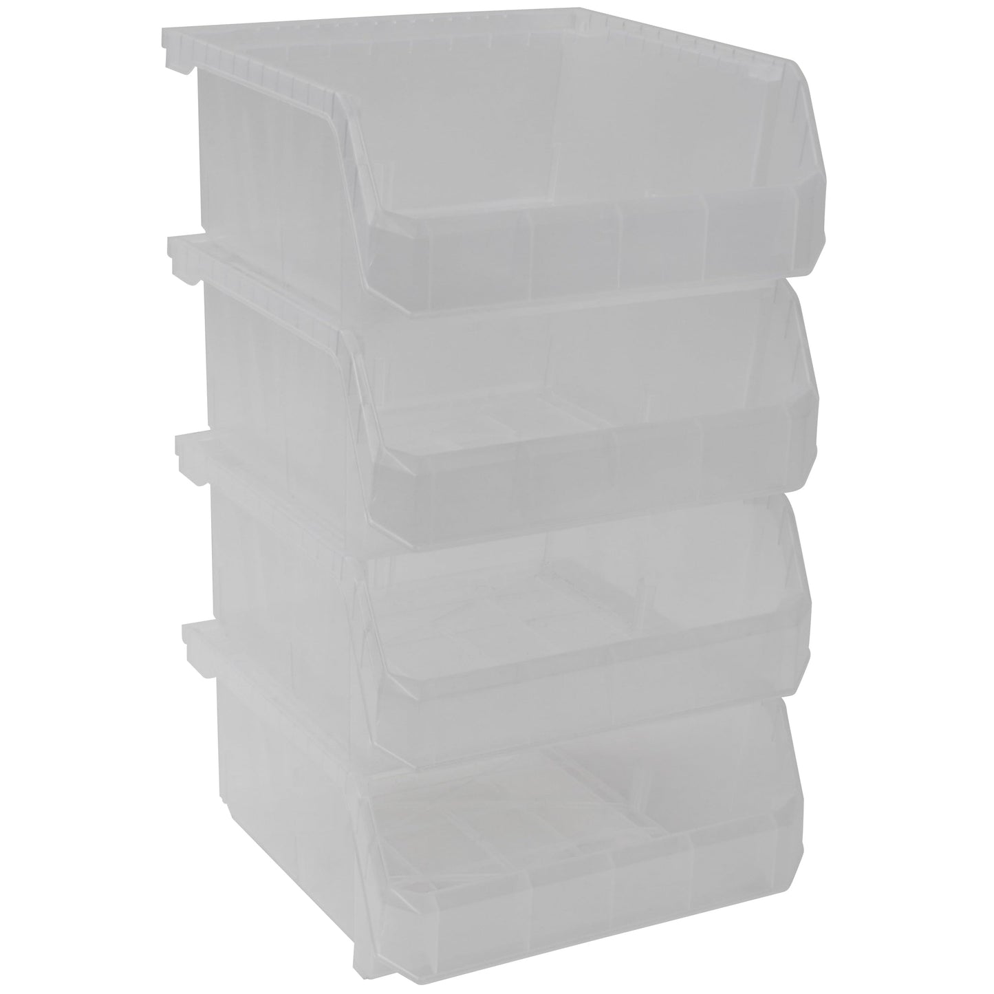 ReadySpace Medium-Wide Stackable Plastic Storage Bins, 4-Pack, Clear