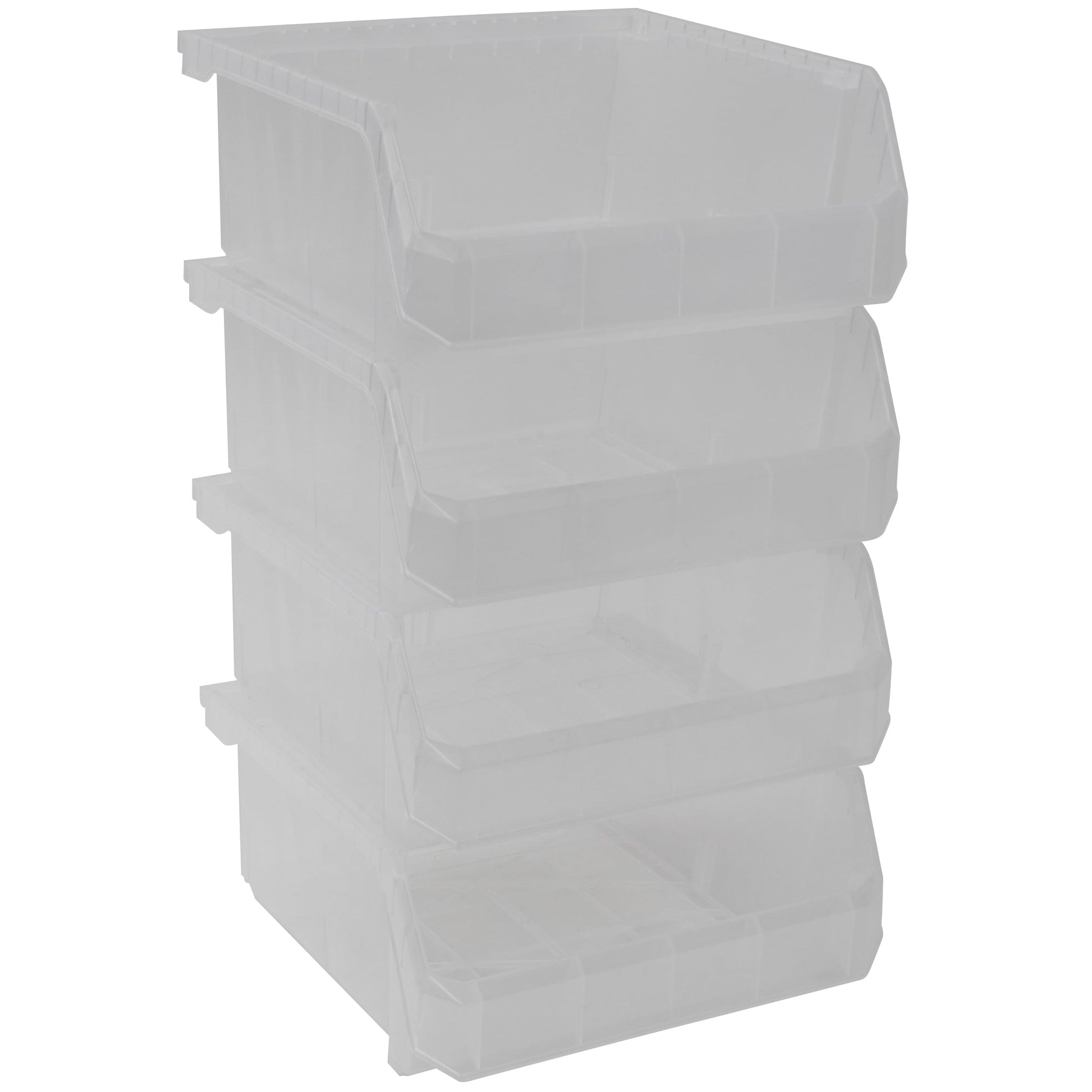 ReadySpace Medium-Wide Stackable Plastic Storage Bins, 4-Pack, Clear
