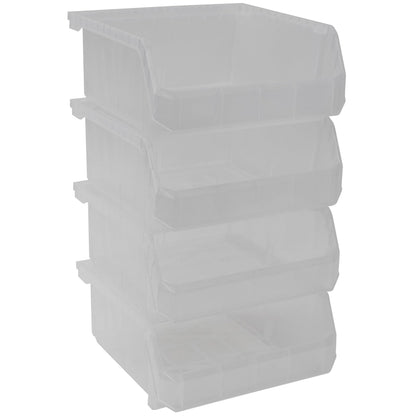 ReadySpace Medium-Wide Stackable Plastic Storage Bins, 4-Pack, Clear