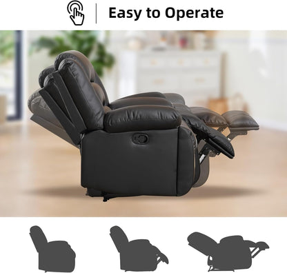 EBELLO Faux Leather Manual Recliner Sofa Set, Loveseat Reclining Sofa and 3 Seat Recliner Sofa, Couch Set for Living Room, Bedroom, Meeting Room, Black (Loveseat+Sofa)