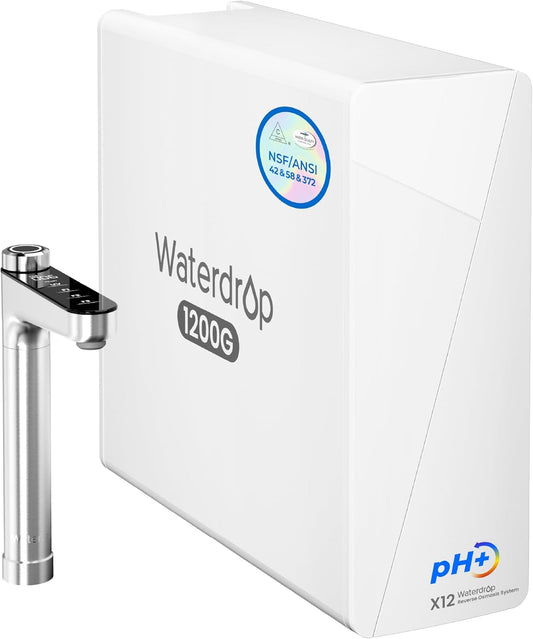 Waterdrop X12-Alkaline Mineral pH+ Reverse Osmosis System, NSF/ANSI 42&58&372 Certified, 1200 GPD