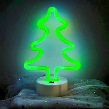 Christmas Tree Neon Light Signs for Bedroom Bedside Dorm Wall Decor,Neon Light up Christmas Decor LED Night Lights Table Ornaments Gifts for Kids Christmas Party,Battery Powered or USB Powered