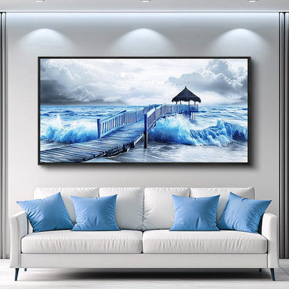 ZUITINGHUA Black Framed Canvas Wall Art For Living Room Large Wall Decor For Office Bedroom Decoration Ocean Landscape Pictures Black And White Paintings Artwork Mural Aesthetic Home Decor 30x60 In