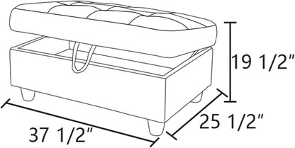 Ottoman Rectangular Storage Ottoman Bench, Footrest Stool Footstool with Lid for Living Room, Bedroom, Entryway, Brown, 37.5"x25.5"x19.5"