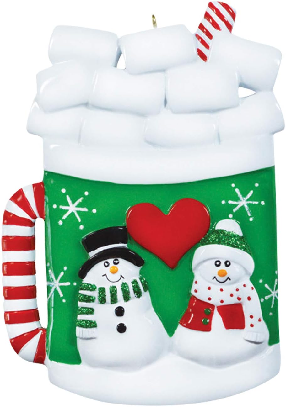 Snowman Family of 10 Ornament 2025 Personalized Family Christmas Ornaments 2025 Grandparents Holiday Mug Personalized Tree Ornaments for Grandchildren Siblings & Grandkids Marshmallows of Ten Ornament