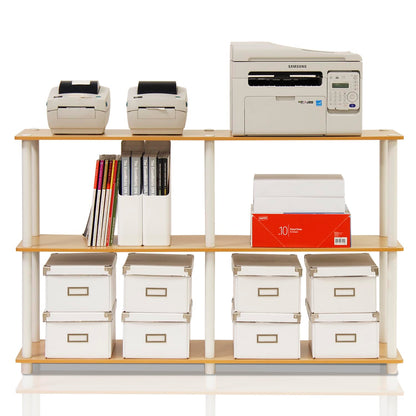 Furinno TURN-N-TUBE Storage Shelves, 3-Tier 47.4 Wide Book Shelf, Corner Shelf, Toolless Open