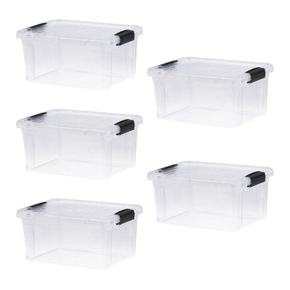 Superio Storage Bins with Lids- 5 Pack, 6.6 Qt Clear Boxes for Organizing, Stackable Plastic