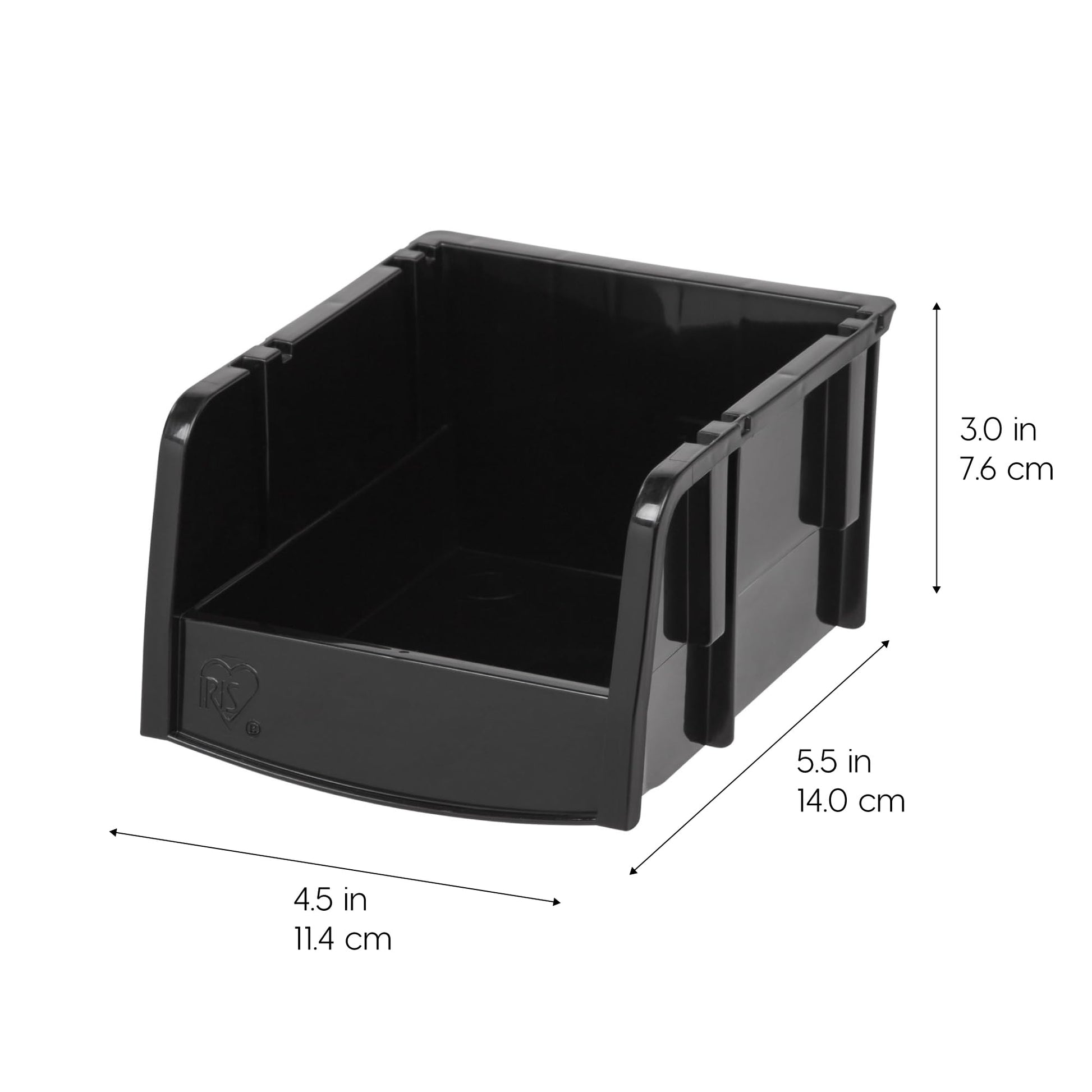 IRIS USA 15-Pack, Extra Small Stackable Storage Bins, Black