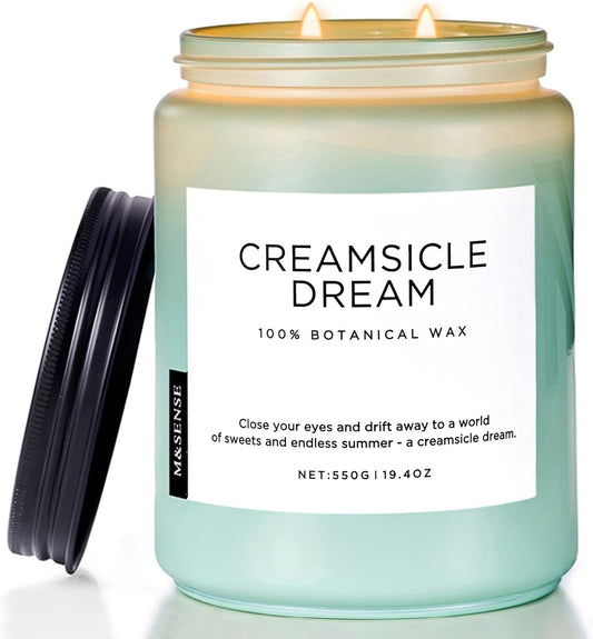 M&SENSE Orange Creamsicle Scented Candle, 19.4oz 110 Hours Slow Burning Non Toxic Natural Soy Wax 2