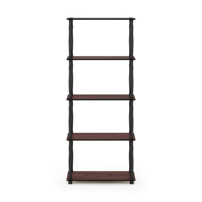 Furinno TURN-S-TUBE Storage Shelves, 5-Tier Book Shelf, Corner Shelf, Toolless Open Shelves