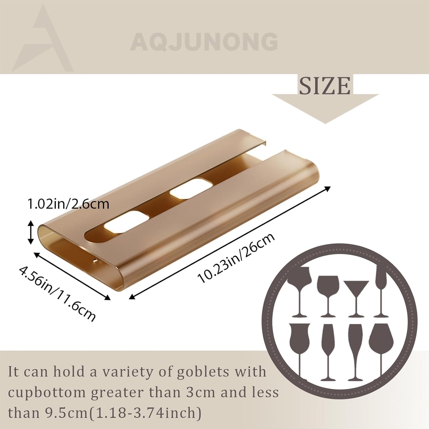 4Pack Wine Glass Rack, Punch-free Under Cabinet Stemware Rack for Kitchen and Bar (Amber)