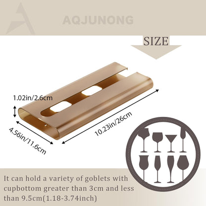 4Pack Wine Glass Rack, Punch-free Under Cabinet Stemware Rack for Kitchen and Bar (Amber)