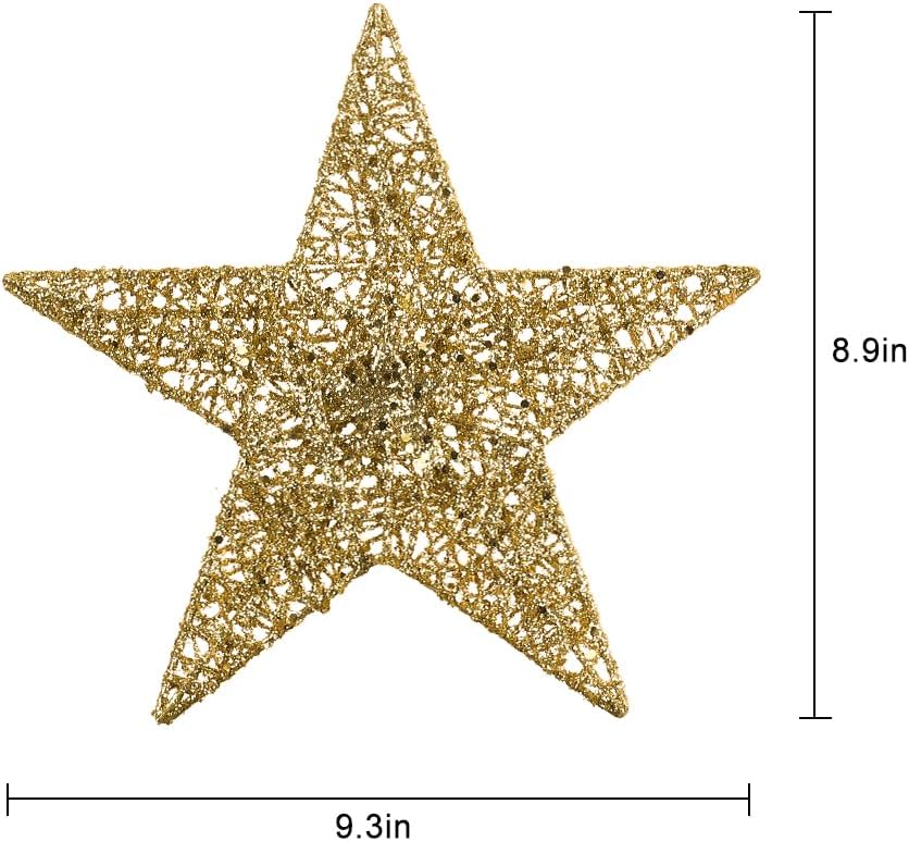 Christmas Tree Topper, hogardeck Gold 5-Pointed Star Tree Topper for Christmas Decor, Tree Toppers for Christmas Tree Decorations for Indoor Home