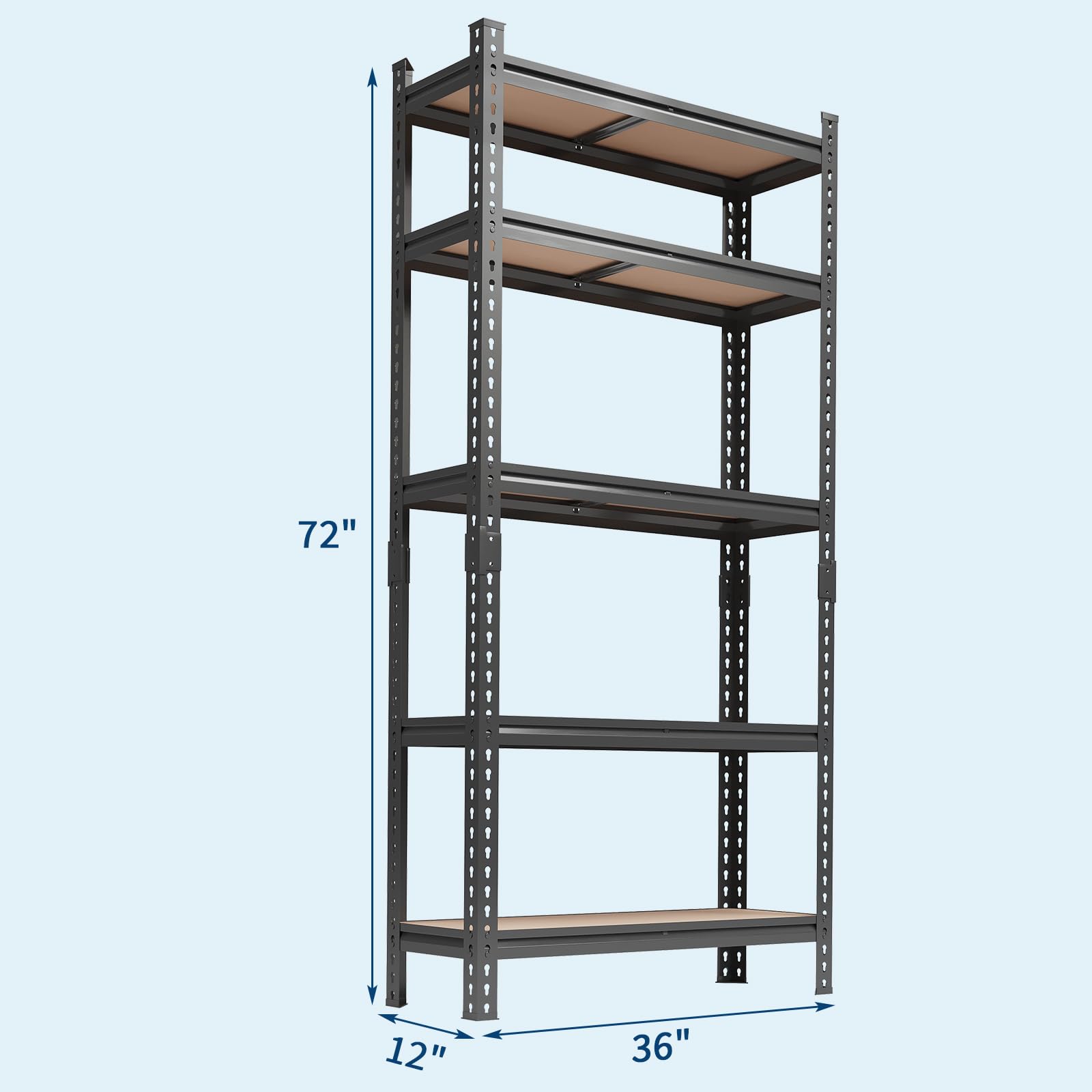 Garvee 5-Tier Storage Shelf 35.5" W Mental Storage Shelving Unit