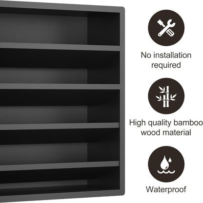 Orimade 4 Tier Spice Rack Organizer for Cabinet, Freestanding Bamboo Seasoning Rack for Countertop, Cupboard, Pantry, Kitchen, 13.18 x 4.13 x 12.2 inches(Spice Jars Not Included), Black