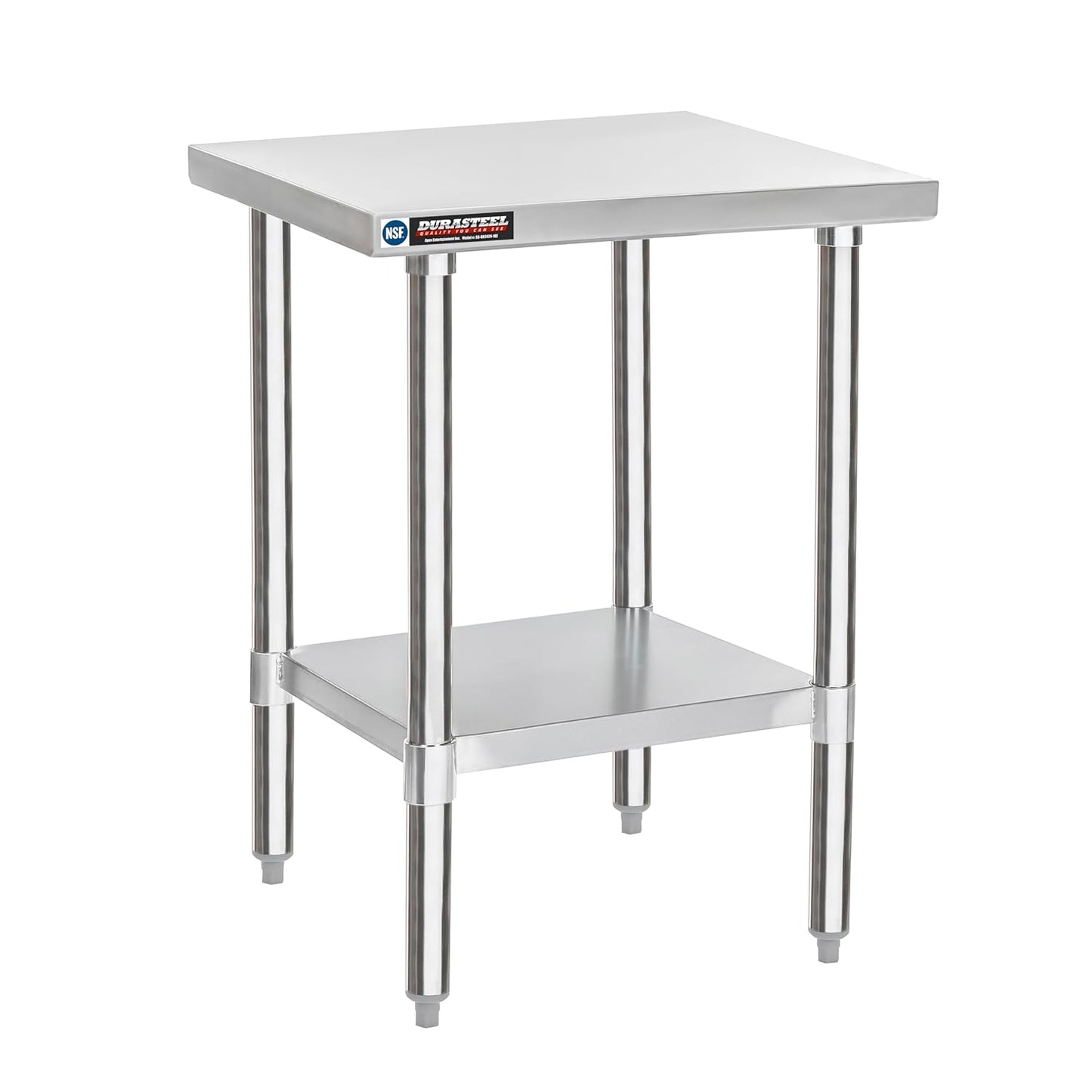 DuraSteel 24x24 Stainless Steel Prep Table - NSF Commercial Outdoor Grill Worktable - Metal Side Mixer Stand with Under Shelf - For Laundry Room, Kitchen, Small Spaces