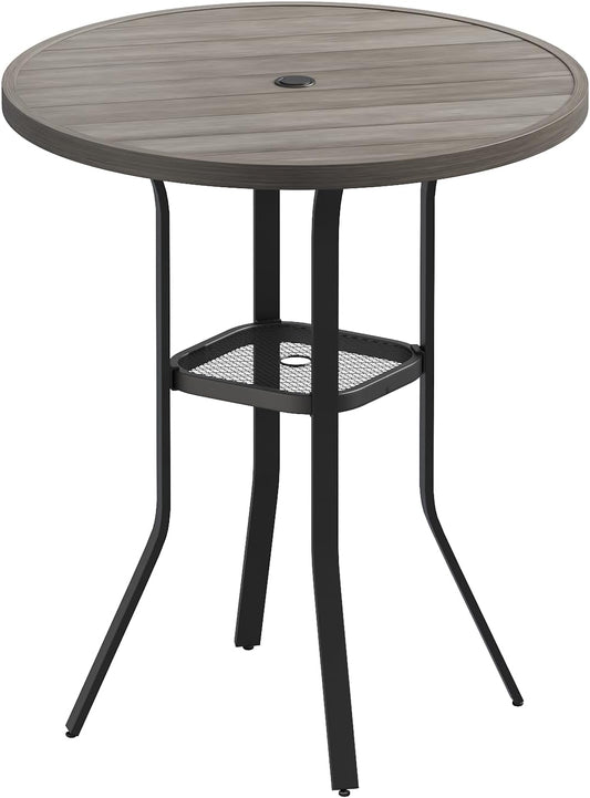 VICLLAX 35.5" Round Outdoor Bar Table, Bar Height Patio Table with Adjustable Umbrella Hole for