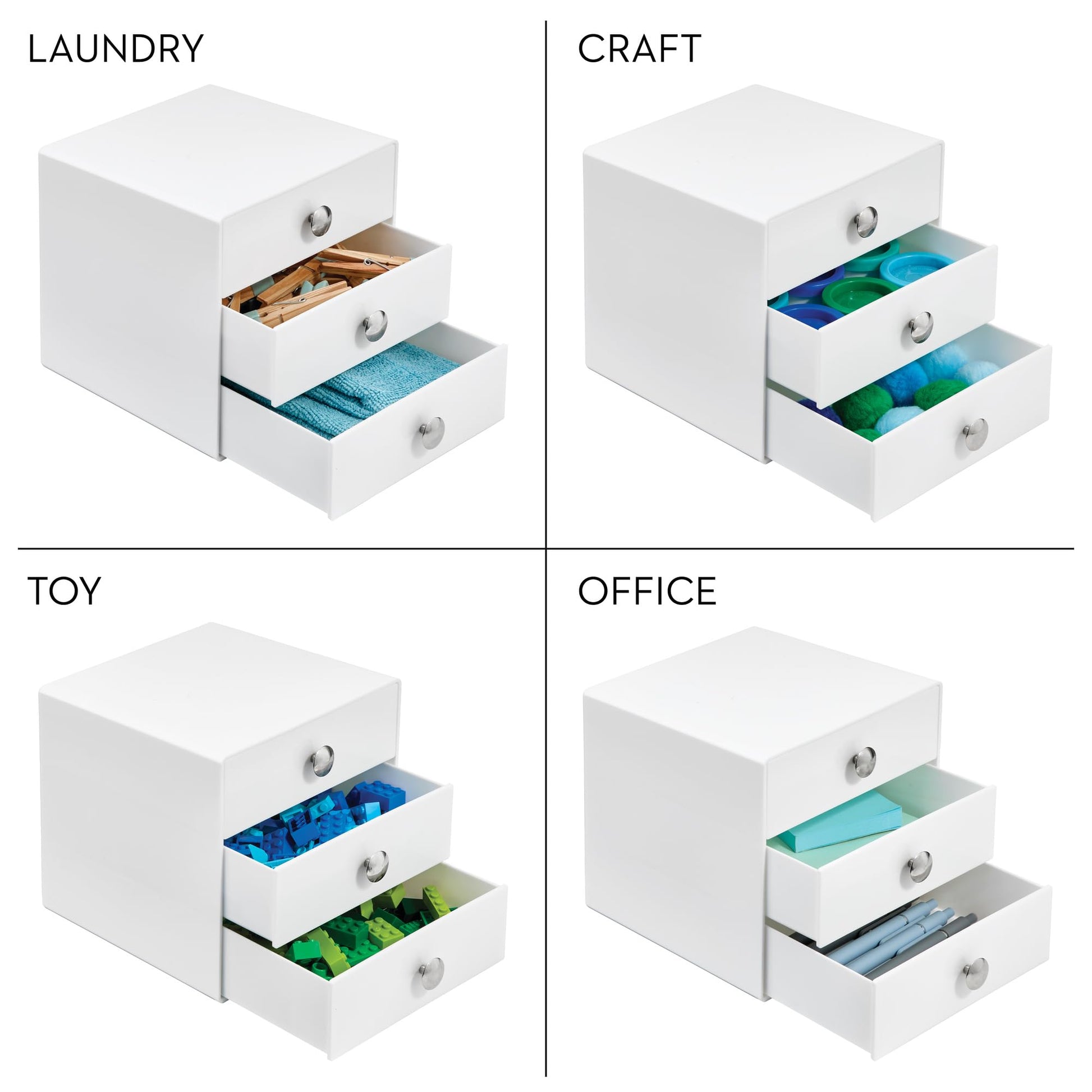 iDesign 3-Drawer Plastic Vanity Organizer, Compact Storage Organization Drawers Set for Cosmetics