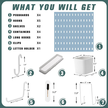 Pegboard Combination Kit, 25.2" x 25.2" Wall Mounted Storage Set with 4 Pegboards & 20 Accessories Hanging, Peg Boards Organizer