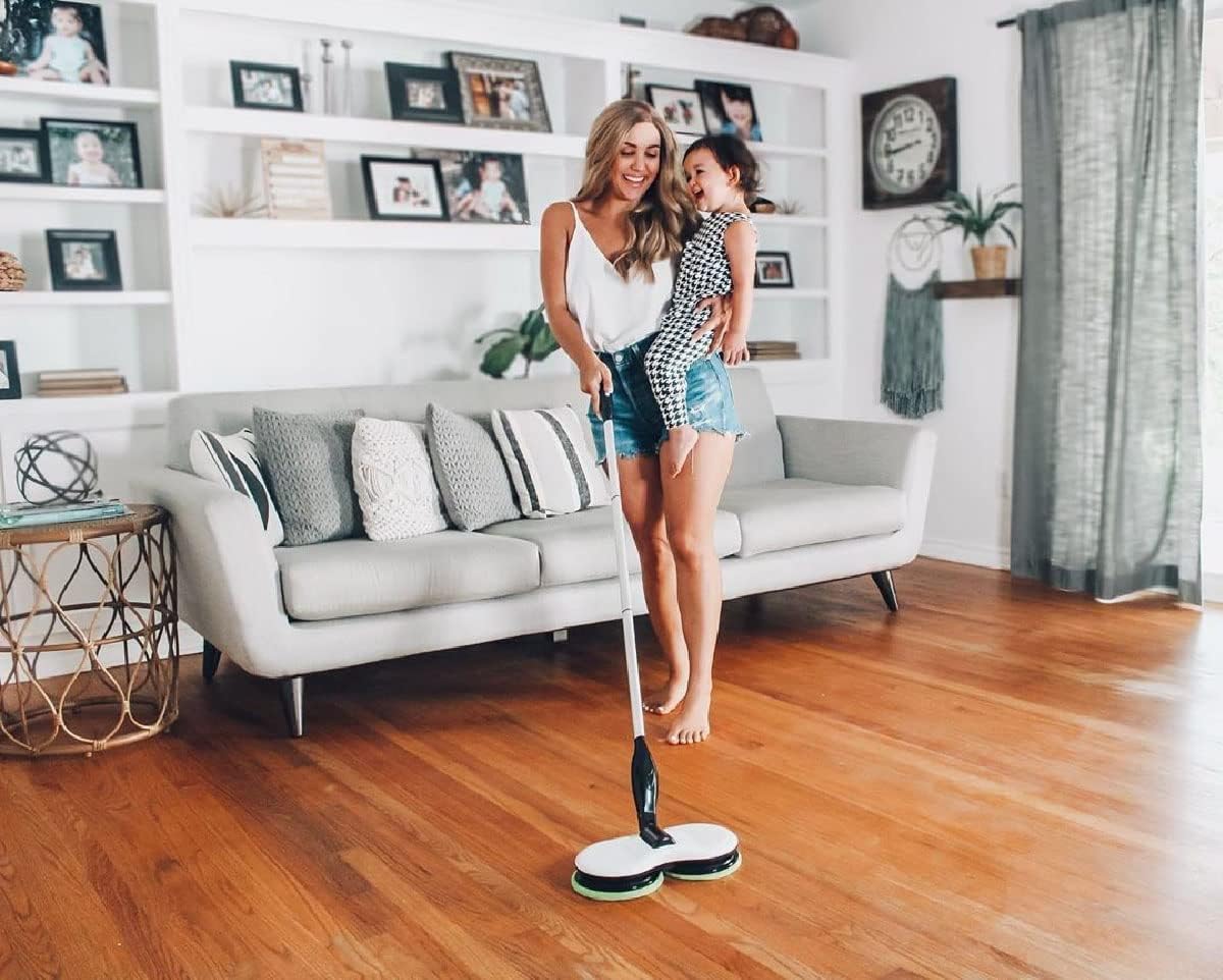 Electric Mop for Floor Cleaning, As Seen On TV, Cordless Spin Mopper Motorised Electric Mops for Hardwood Tile Laminate Floor Daily Light Cleaning (No Water Tank)