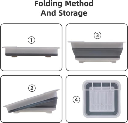 THANSTAR Collapsible Dish Drying Rack for RV Campers Portable Dinnerware Drainer Organizer for Kitchen Travel Trailer
