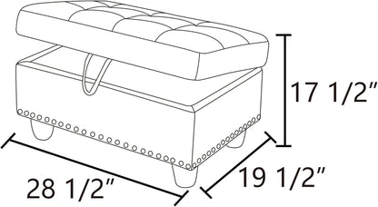 Ottoman Rectangular Storage Ottoman Bench, Faux Leather Footrest, Coffee Table, Stool Footstool with Hinged Lid for Living Room, Bedroom, Entryway, Ginger, 28.5"x19"x17.5"