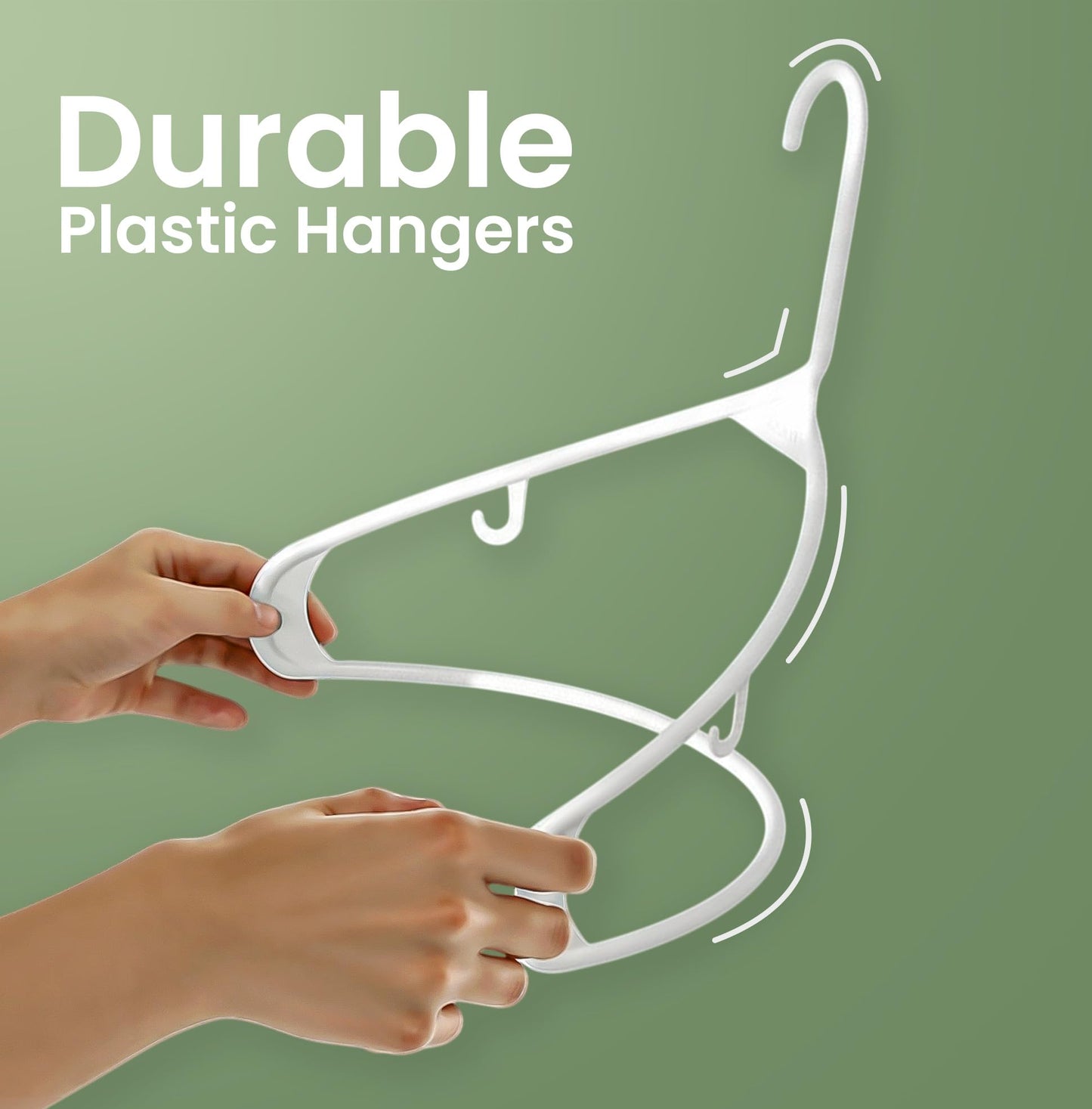Utopia Home Plastic Hangers 50 Pack – Built-in Strap Hooks White