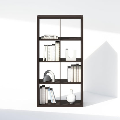 Furinno Simple 8-Cube Storage Organizer, Display Shelf, Dark Oak