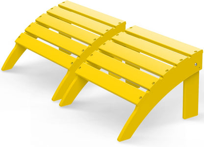 GREENVINES Adirondack-Ottoman | Set of 2 | HDPE Plastic | Outdoor Footrest | All Weather | Foot Rest | Foot Stool | Yellow | for Adirondack Chair | for Patio Backyard Pool