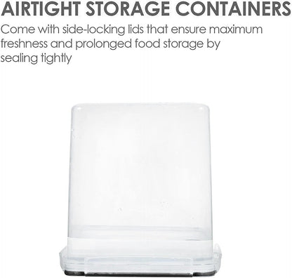 Vtopmart Food Storage Containers 4.3L / 145.4oz, 4 Pieces BPA Free Plastic Airtight Canister for Flour, Sugar, Baking Supplies, with 4 Measuring Cups and 24 Labels, Black