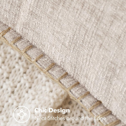 MIULEE Pack of 2 Couch Throw Pillow Covers 20x20 Inch Light Brown Farmhouse Decorative Pillow Covers with Stitched Edge Soft Chenille Solid Dyed Pillow Covers for Sofa Bed Living Room