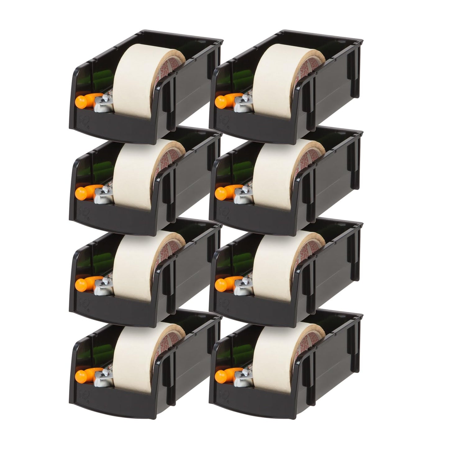 IRIS USA 8-Pack, Small Stackable Storage Bins, Black