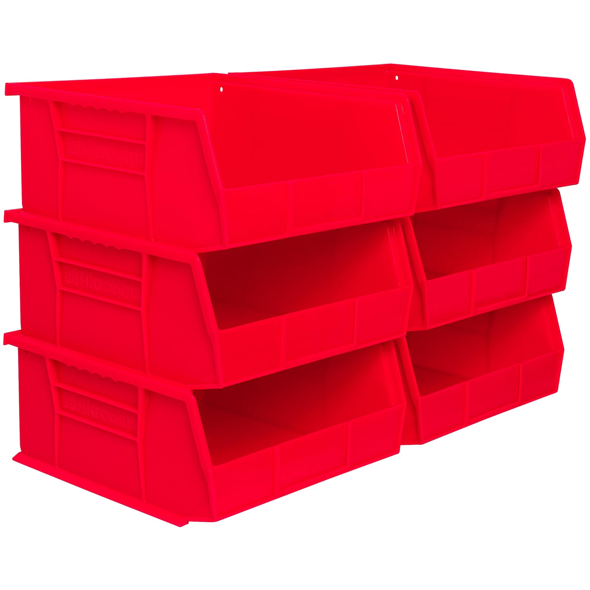 Akro-Mils 30235 AkroBins Plastic Storage Bins, 11"x11"x5", Red, 6-Pack